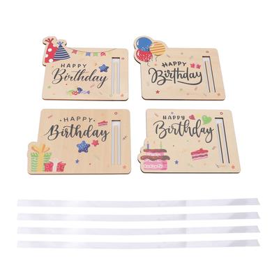 4Pcs Birthday Money Holder for Cash Gift Ideas Fun Unique Wooden for Card Party Decor