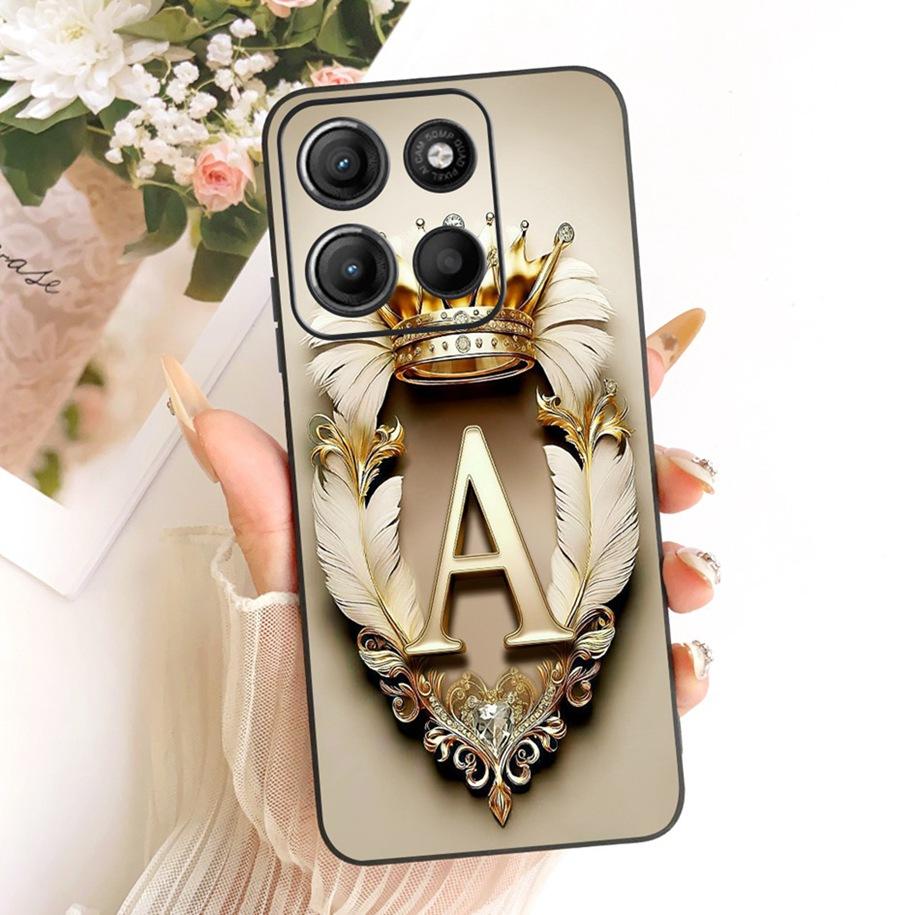 För Motorola Moto G15 Fodral XT2521-3 Skydd Retro Bokstäver Krona Mjuk Silikon Matt Stötfångare För Moto G15 Power G75 MotoG75 5G Skal