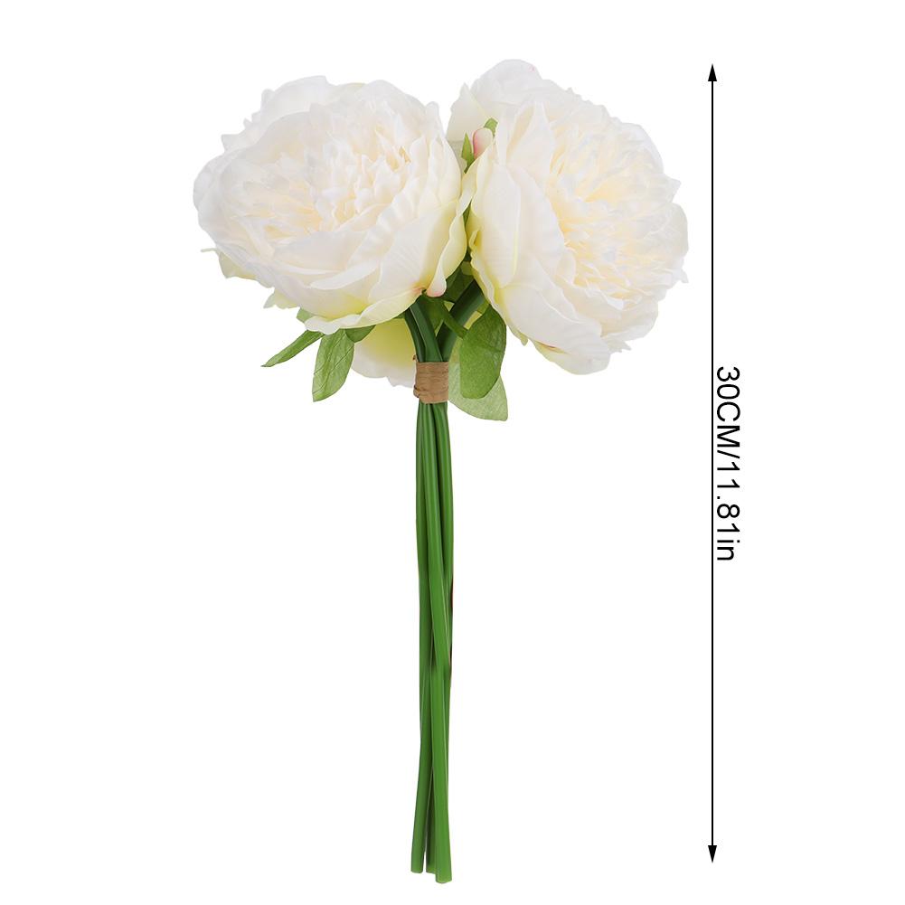 Artificial Flower Peony Fake Peony Artificial Peony Silk Peony Wedding Bouquet(White)