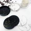 6pcs Marble Coaster Artificial Leather 10cm Oil and Water Resistant Heat Resistant with Base Double Sided Leather Coffee Coasters