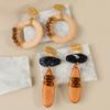 Wooden Geometric Earrings Women Minimalist Luxury Round Drop Statement Jewelry Stainless Steel Post 2026 Collection