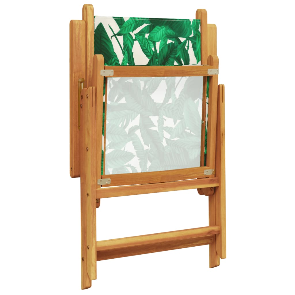 Garden Chairs 2 pcs Leaf Pattern Solid Acacia Wood & Fabric