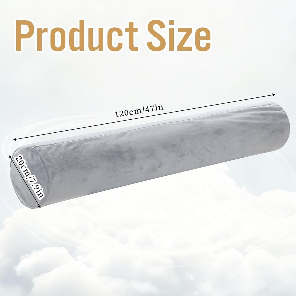 Round Body Pillow Cover, 7.9 X 47Inch/20 X 120cm Round Bolster Roll Body Pillowcase, Full Body Pillowcase with Zipper for Bedroom, Living Room (Only