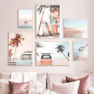 Sea Beach Palm Tree Surfboard Posters And Prints Canvas Painting Nordic Landscape Wall Art Pictures Living Room Home Decor