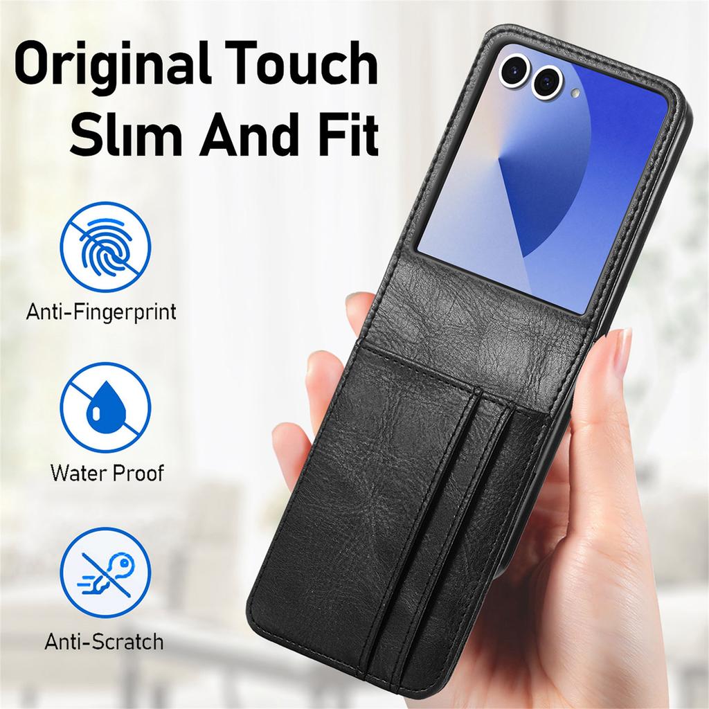 Fashion Portable Card Holder Leather Case for Samsung Galaxy Z Flip8 Flip7 Flip6 Flip5 Flip4 Flip3 Flip 8 5G 7 FE 6 5 4 3