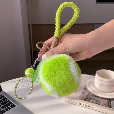 New Tennis Doll Keychain Cute Plush Ball School Bag Pendant Hanging Ornaments Girl Gift Key Accessories Keyring Tennis Key Chain