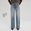 Fengxun Women's Vintage Washed High-Waist Wide-Leg Denim Jeans FXKL3113