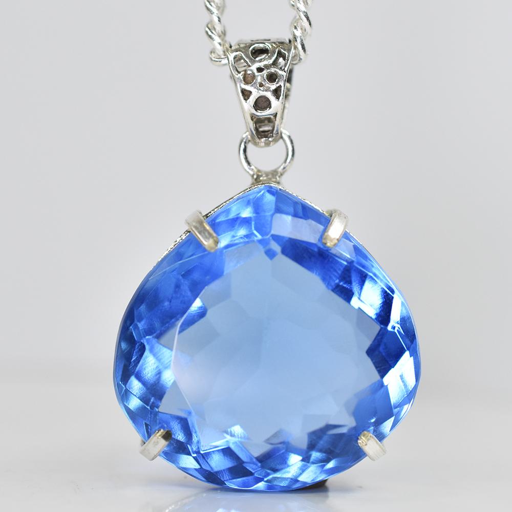 Lab CREATED 110.9 Ct CERTIFIED Blue Topaz Pear Pendant A Grade Jewelry Gems MY-PD-122-NS