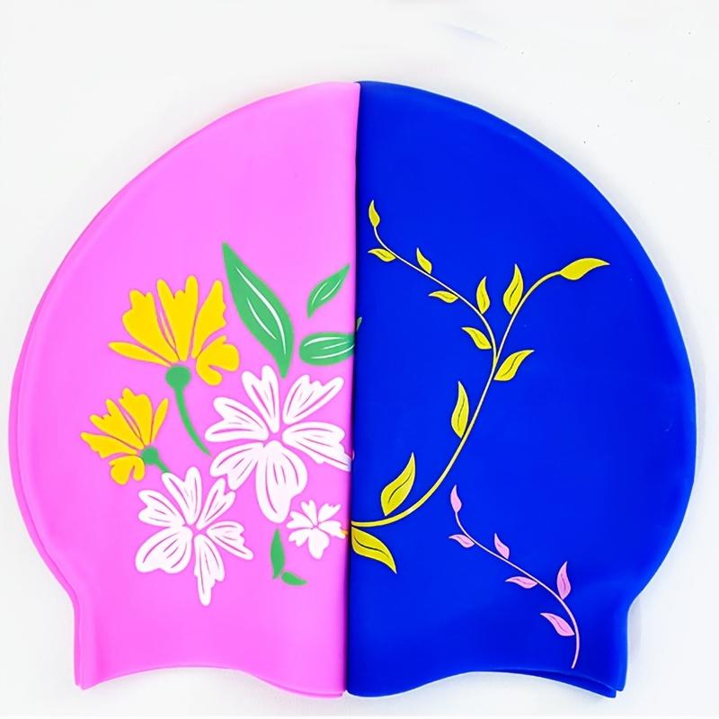 Silicone Adult Swimming Cap Beautiful Flower Pattern Swimming Cap Women's Durable Silicone Swimming Cap Waterproof Comfortable Swimming
