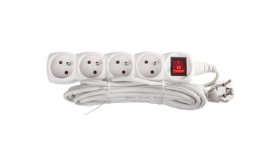 Extension Cord with Switch 4-sockets Z/U 5M /H05Vv-F 3G1/ White P1415
