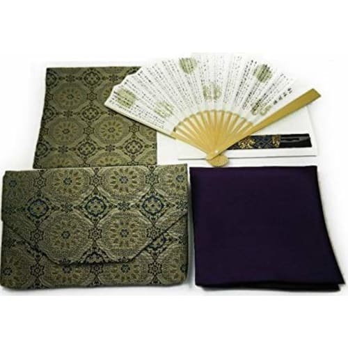 Tea Ceremony Beginner's Set (6-Piece Set for Men) by Nakagawa Masashichi Shoten (Zippered Small Organizer and Antique Cloth) Practice Set Tea Ceremony
