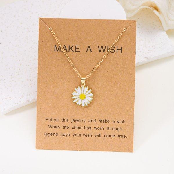 שרשרת תליון פרח סאקורה אלגנטי קוריאני לנשים שרשרת עצם הבריח אסתטית אופנתית דייזי תכשיטי מסיבה לילדות מתנה