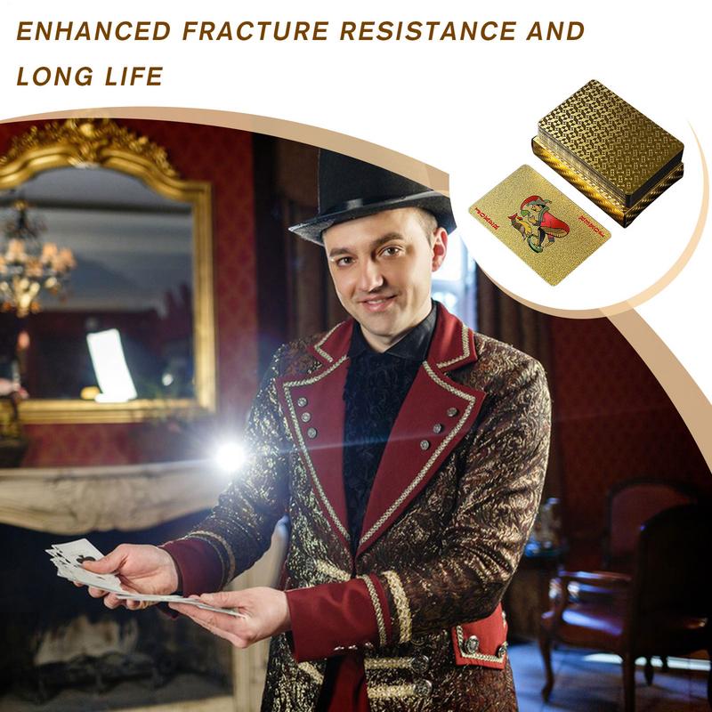 Poker Kartenspiel Wasserdicht Goldfolie Poker Brettspiel PVC Tragbar Freizeit Spielkarten Für Festivals Partys Treffen