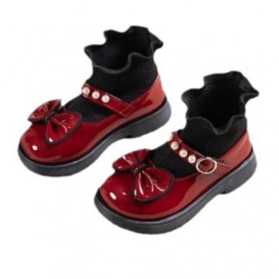 New Children's Princess Sock Boots Spring and Autumn Toddler Baby Sock Shoes Girls' Bowknot Pearl Sock Boots