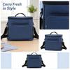 Oxford Cloth Portable Foldable Lunch Bag with Handle and Shoulder Strap Insulated Cooler Bag for Outdoor Work Travel and School Use