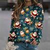 Women's Fashion Casual Long Sleeve Christmas Printed Neck Sweatshirt Top