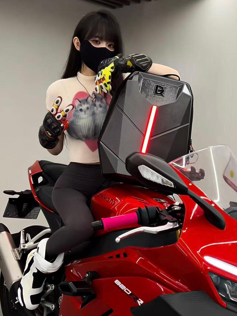 LED Motorcycle Riding Backpack - Double Shoulder Helmet & Computer Bag for Men & Women with Hard Shell