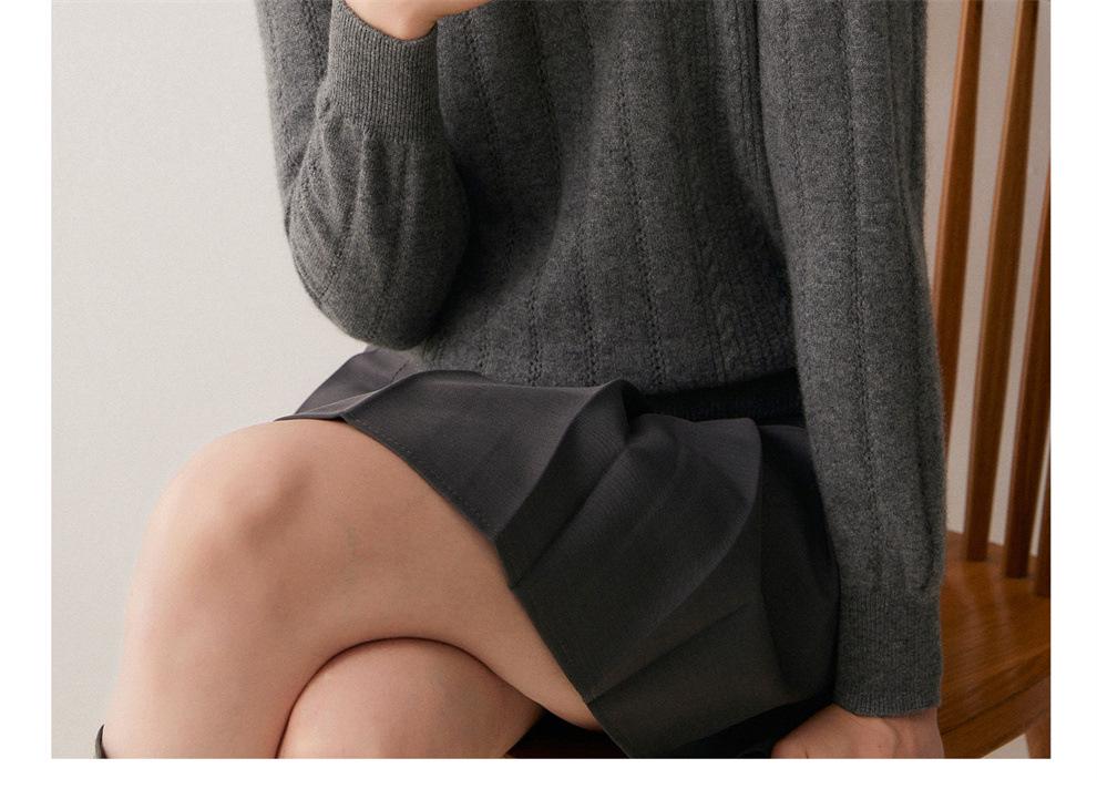 Women's Cashmere Color Block Polo Collar Hand-Crocheted Pullover Sweater for Autumn & Winter