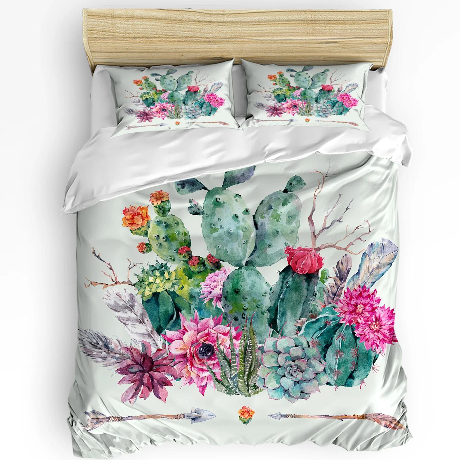 

Cactus Flowerpot Green Leaves Duvet Cover Bedding Set with Pillowcases Home Decor No Sheet EU single(135x200cm)