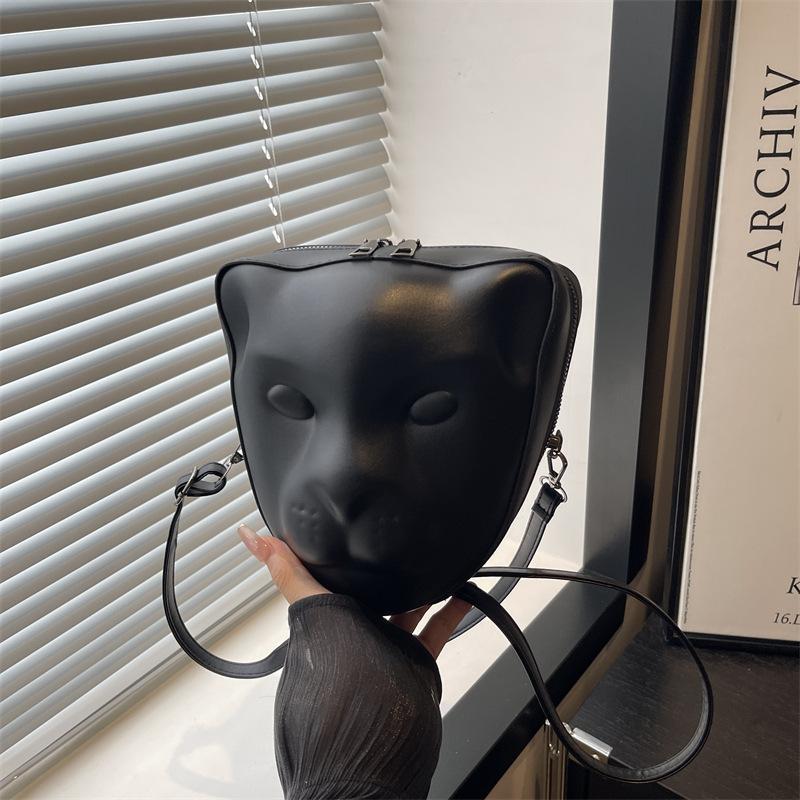 

Casual personality three-dimensional leopard head shape chain bag female 2025 new dark element oblique span bag