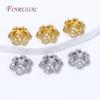 2/4/6Pcs 18K Gold Plated Zircon Beads Caps For Jewelry Making,Round Caps For Beads,DIY Bracelets&Necklaces Accessories