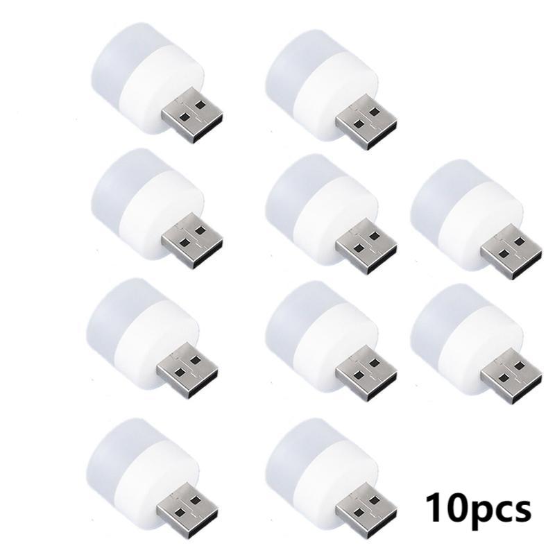 10 Pieces USB Night Light Warm White LED Plug-In Light Bulb Portable Home Environment Light Energy-Saving Reading Night Light