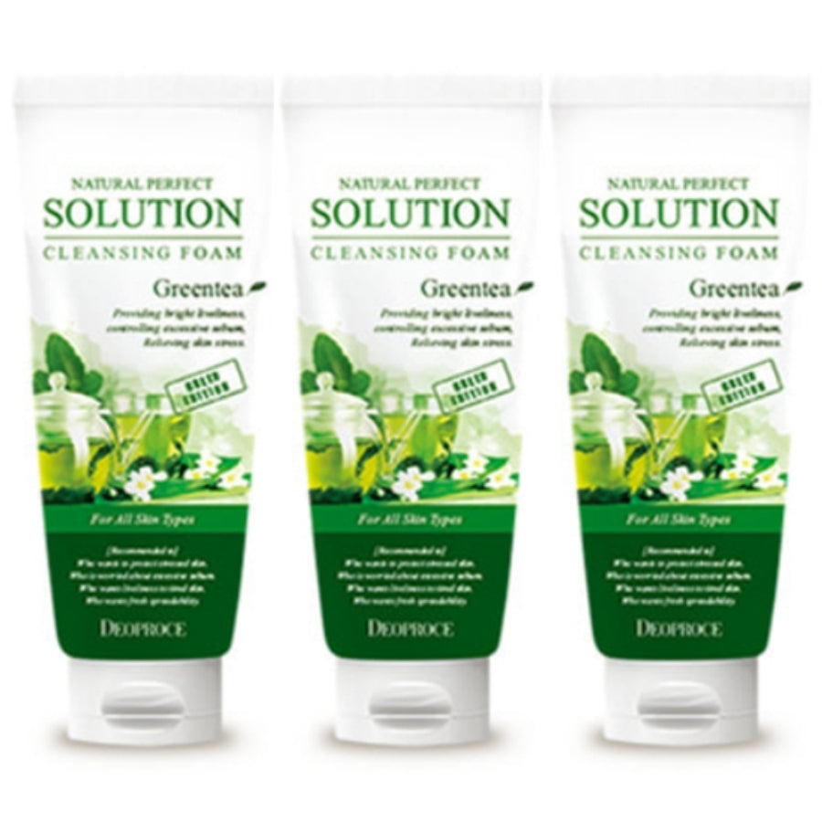 Deoproce Natural Perfect Solution Cleansing Foam Green Tea 170g*1Pc/2Pcs/3Pcs