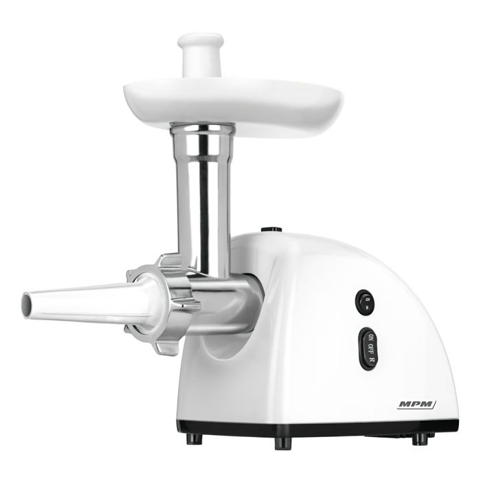 Hachoir À Viande Électrique Avec Alimentation En Saucisses 3 Disques De Coupe MPM MMM-05 720W Blanc