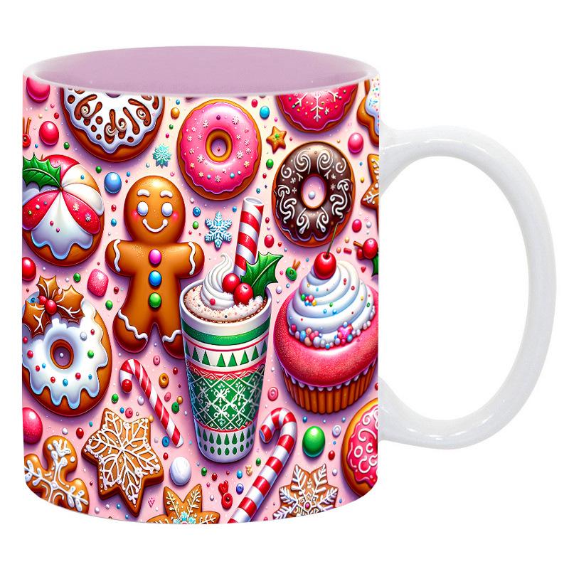 Christmas Christmas Ceramic Coffee Mark Cup Tree Christmas Tree Old Man Santa Cat Cat Snow