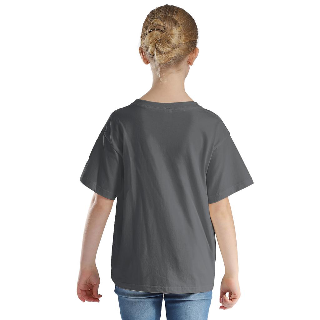 T-shirt Casual Unisex in Cotone a Manica Corta, Ampia, Traspirante, Girocollo, per Bambini e Bambine