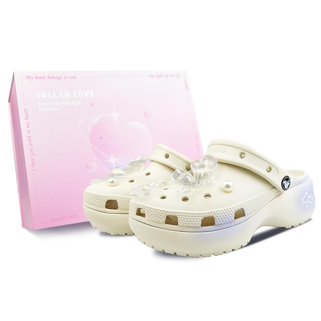 Crocs Classic Platform Clog BNK Taro Purple Sauce EVA Sweet Mood Fashion Hole Shoes Women's Bone White Gift Box Model