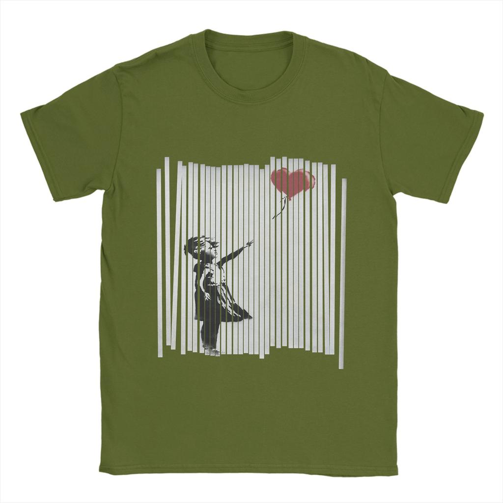 Banksy T-Shirt Sommer Zerrissenes Ballonmädchen Neuheit T-Shirts Herren Reine O-Ausschnitt Übergröße Kleidung Kurze Ärmel Lustiges T-Shirt