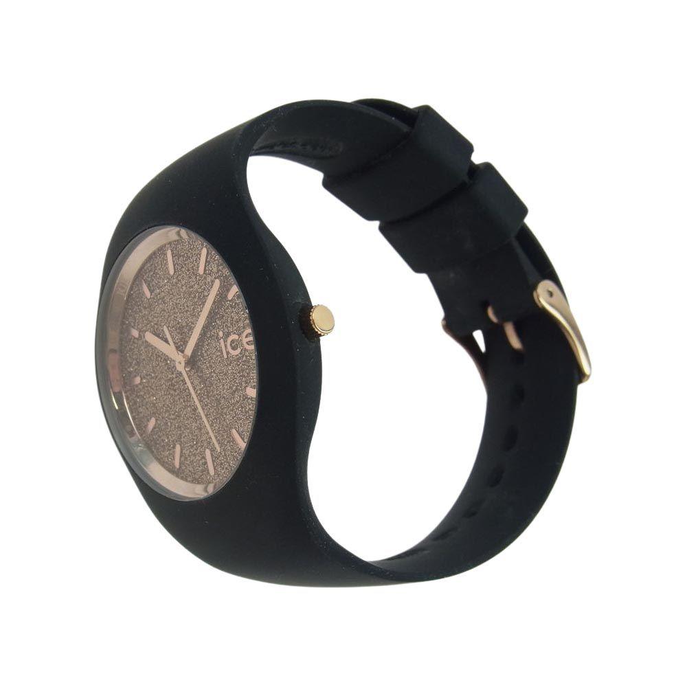 Used ICE WATCH 001 353 Ice Glitter 40mm Rose Gold Rubber Band Watch Black Black Series [Used]