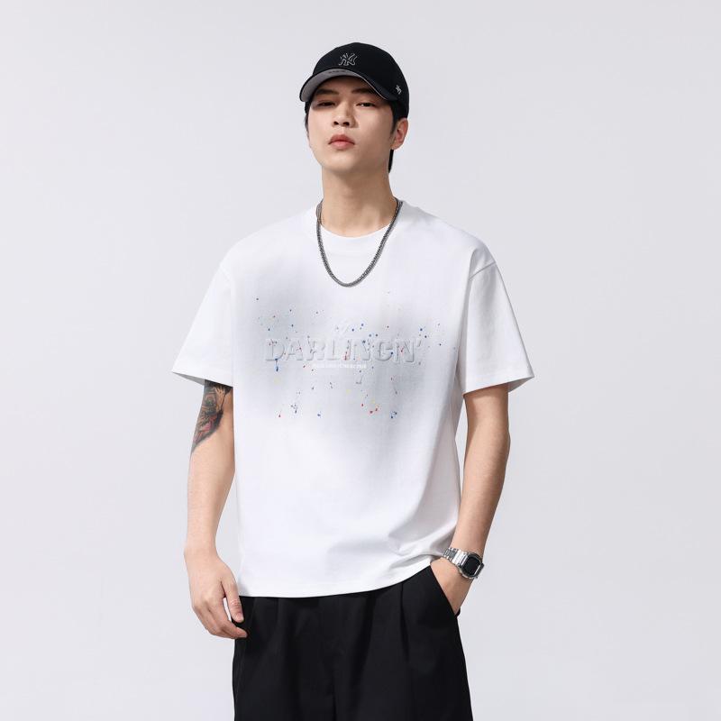 Men's Short-sleeved Summer Thin Loose Round Neck Top Embroidered Casual Shirt