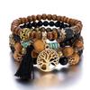 Bohemian Multi-Layer Wooden Bead Elastic Bracelet