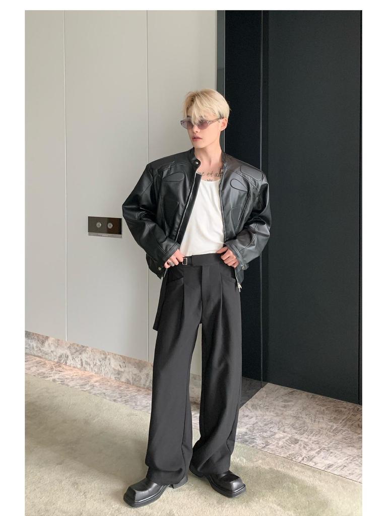 Unisex High-End Motorcycle Jacket: Spring & Autumn American Street Style with Padded Shoulders