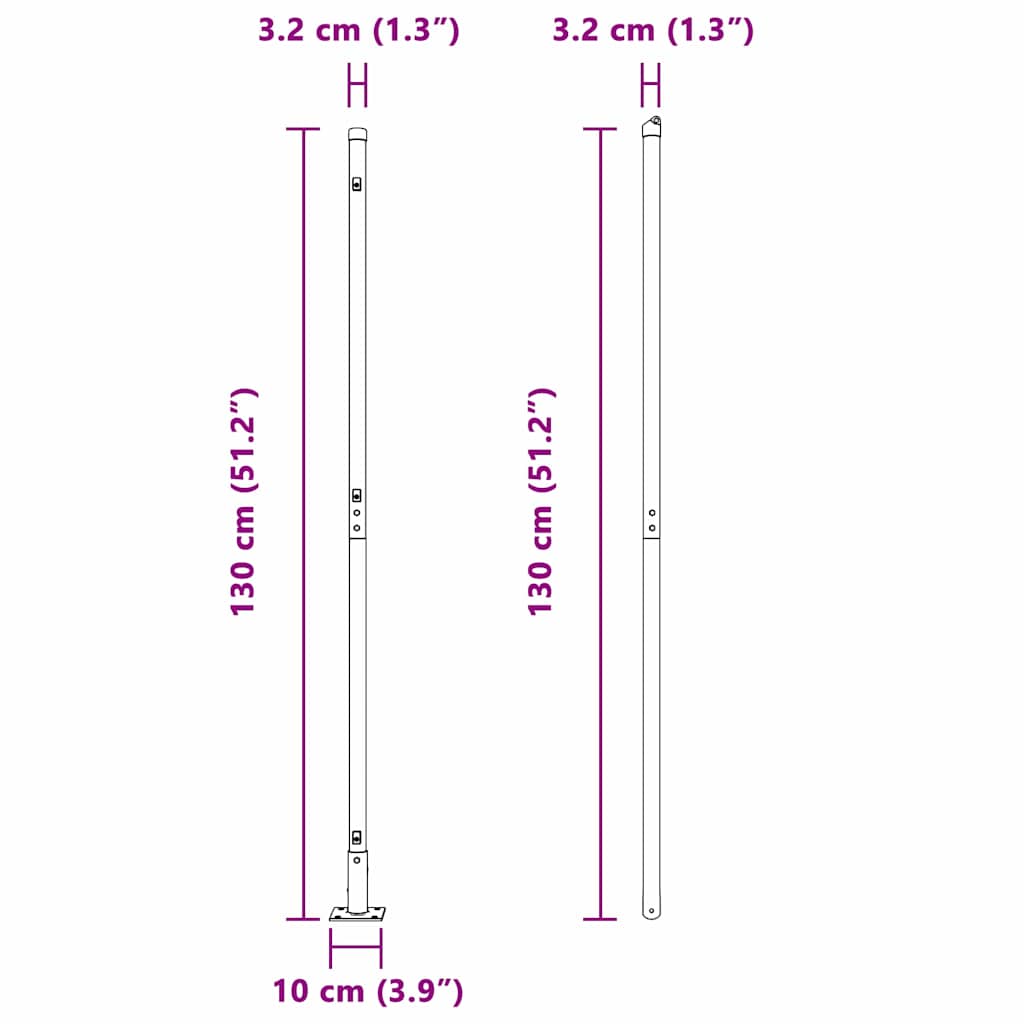 Fence Posts for Concrete Installation 7 Pieces Green
