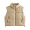 2024 Women's Autumn Stand-up Collar Cotton Cardigan Vest - Warm and Simple Short Style