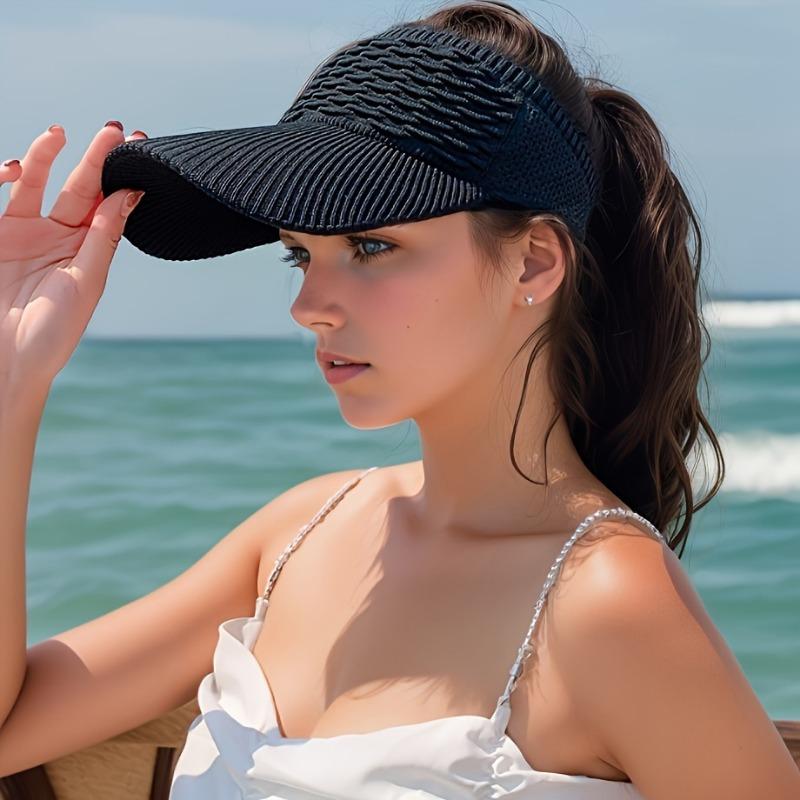 New Fish Scale Empty Top Internet Celebrity Summer Sun Hat Korean Version Knitted Baseball Duckbill Hat Outdoor Sports Sun Hat