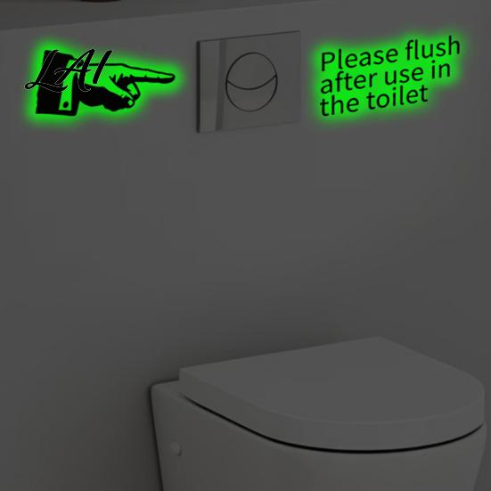 Luminous Bathroom Reminder Decals Glow in The Dark Toilet Sticker Finger And Remind to Flush Home Decor for Public Restrooms Design Waterproof