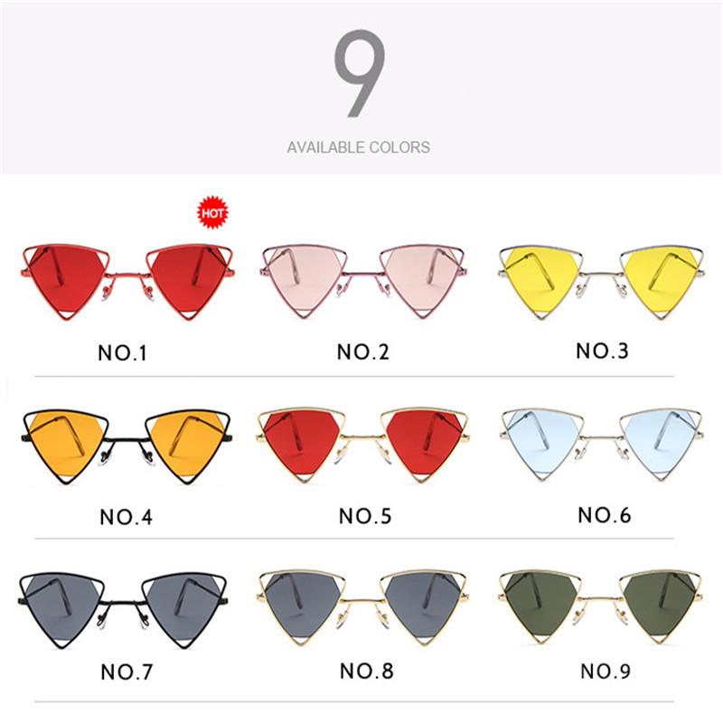 Retro Alloy Triangle Punk Sunglasses Men Hollow Eyewear Candy Colors Gradient Gothic Sun Glasses For Women Openwork Metal Frame