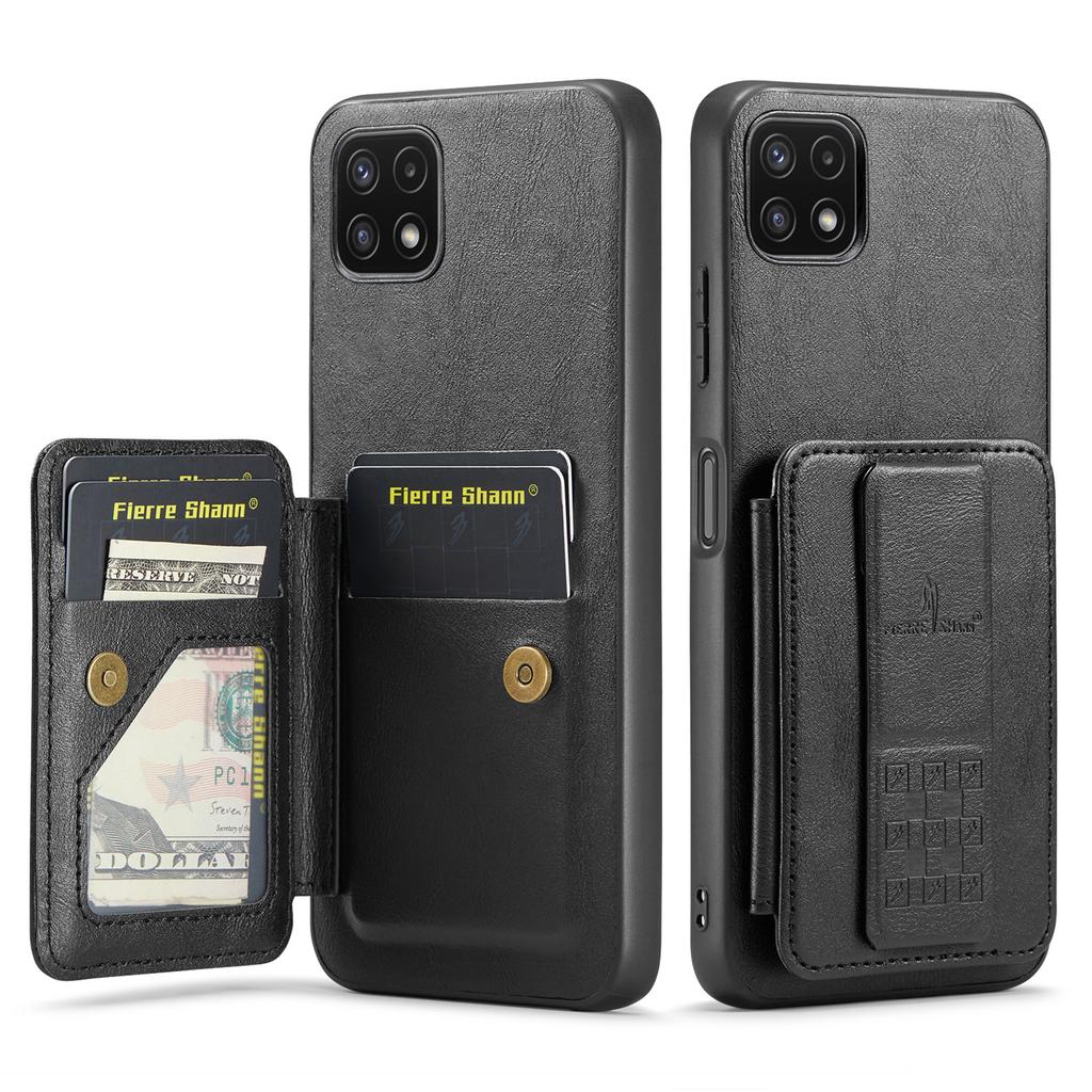 For Samsung Galaxy A22 5G (EU Version) Case RFID Blocking Card Slots Leather+TPU Phone Cover