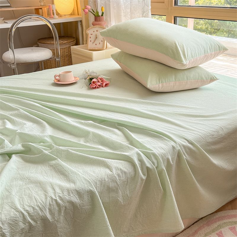 New Thick Minimalist Striped Brushed Bed Sheet for Single Double Student Dormitory