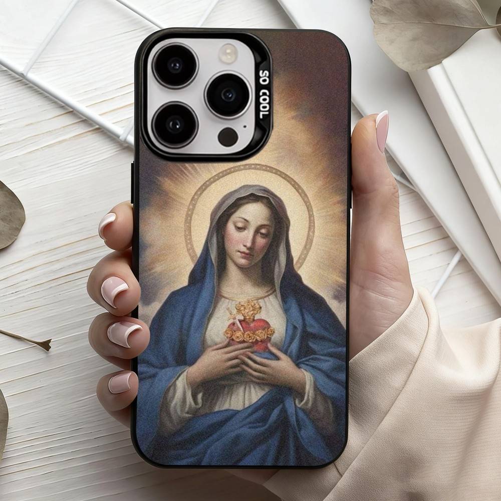 Virgin De Guadalupe Phone Case For iPhone17,16,15,14,13,12,11 Plus,Pro Max Black Candy silver phone case