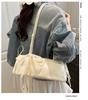 2025 New Oil Wax Leather Bowknot Baguette Bag for Women - Spring/Summer Fashion Simple Texture Underarm Shoulder Bag