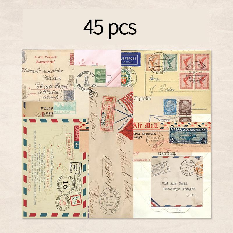 45 Pcs/pack Vintage Inviscid Decorative Paper DIY Scrapbooking Material Paper Hand Made Junk Journal Background Paper