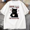 Kaffe baklänges Katt T-shirt Rolig Söt Grafisk T-shirt Sommar Unisex Bomull ONcek T-shirt Oversized Unisex Kläder oversized