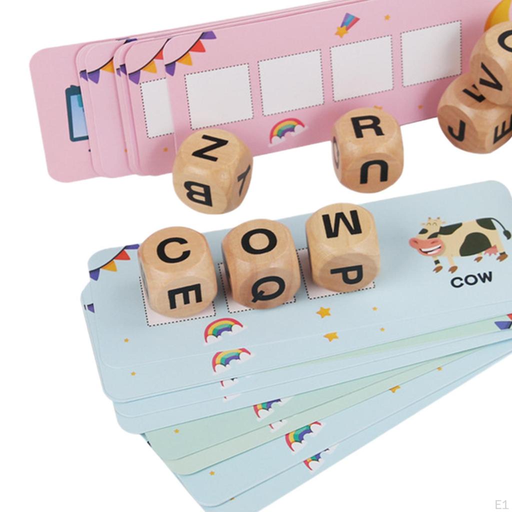 Toy Wood Matching Games Memory Wooden Reading Blocks Learning Block for Kindergarten Ages 3