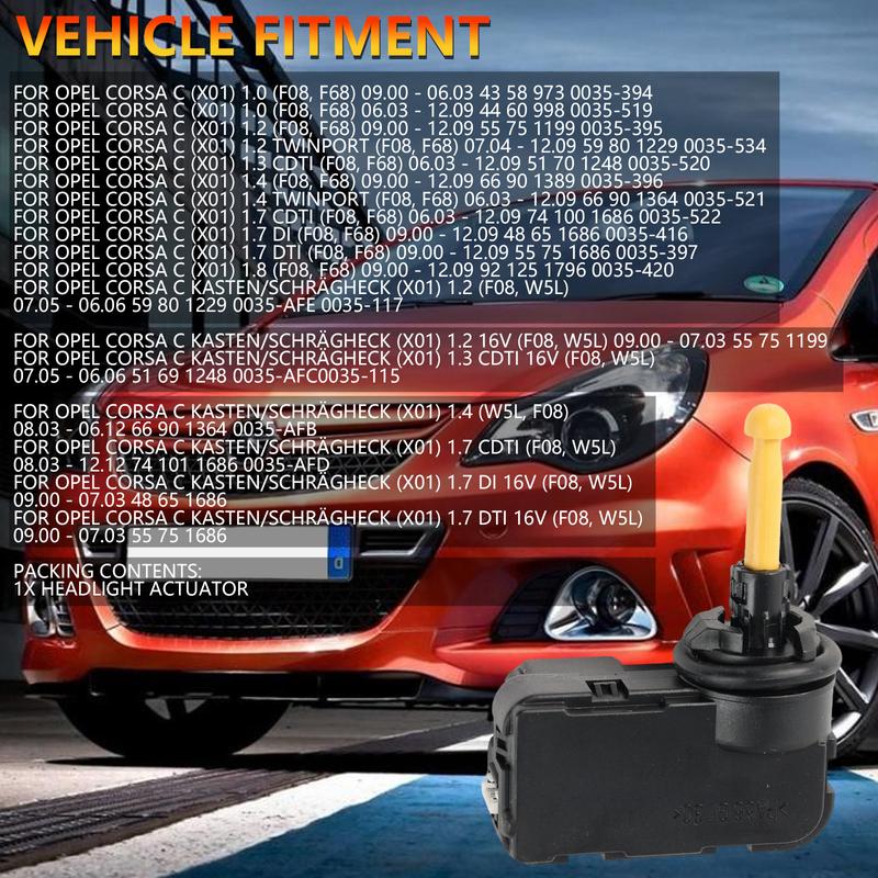 For Vauxhall Opel Corsa C Combo C Headlight Leveling Motor 2001-2011 Beam Height Adjuster Control Unit 1207525 Replacement Part