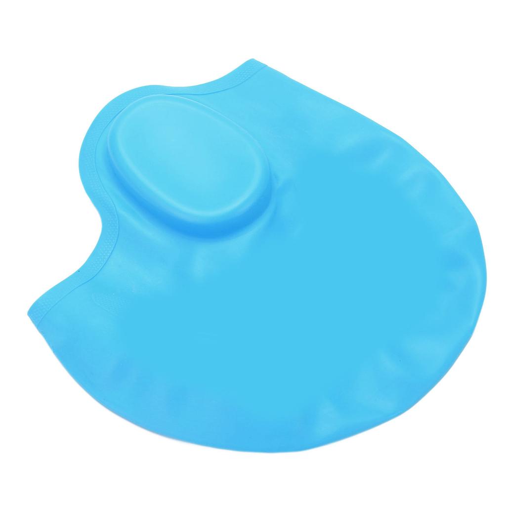 Waterproof Silicone Swimming Cap with Ear Protection 3D Strong Elasticity Long Hair Swimming Hat for AdultsLight Blue